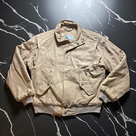 Vintage Members Only Wool Bomber Jacket 40L Beige Khaki Tan Pockets Men’s - Picture 1 of 9